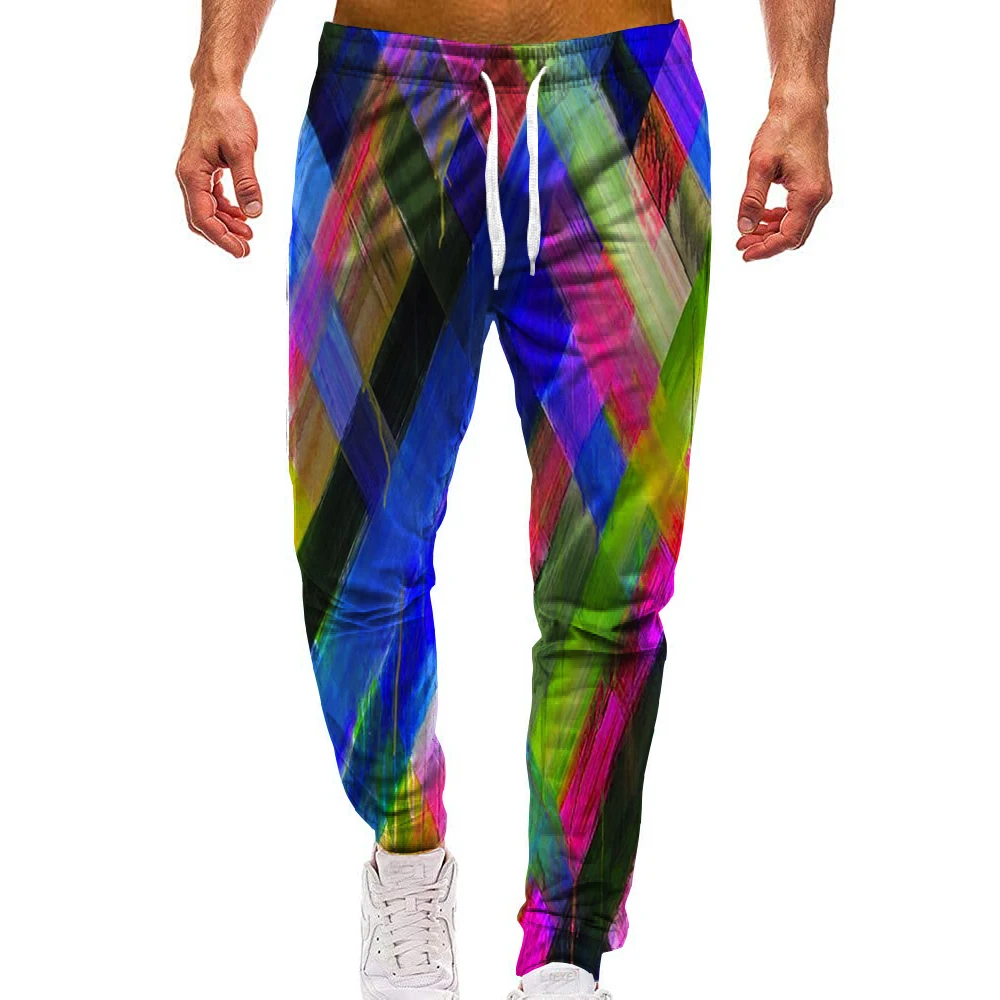 Men's Trousers Rainbow Colorful Pattern Hawaiian Pants Beach Pants Drawstring Elastic Waist 3D Print Graphic Prints Comfort