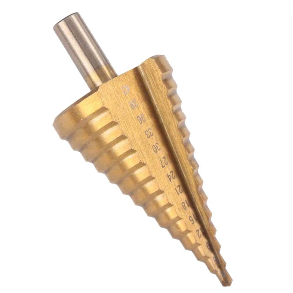 

HSS Step Cone Drill Bit - 4-42Mm 14 Sizes Round Shank Hole Cutter Tool High Speed Steel