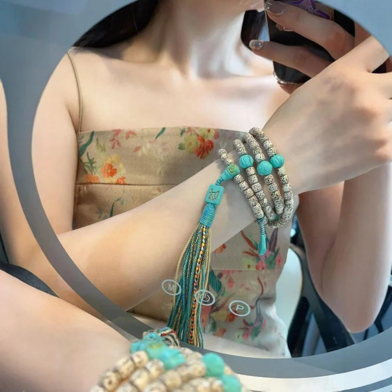 

And Moon Multi-Circle Necklace With Magnesite Turquoise Accessories Bracelet Buddhist Prayer Beads