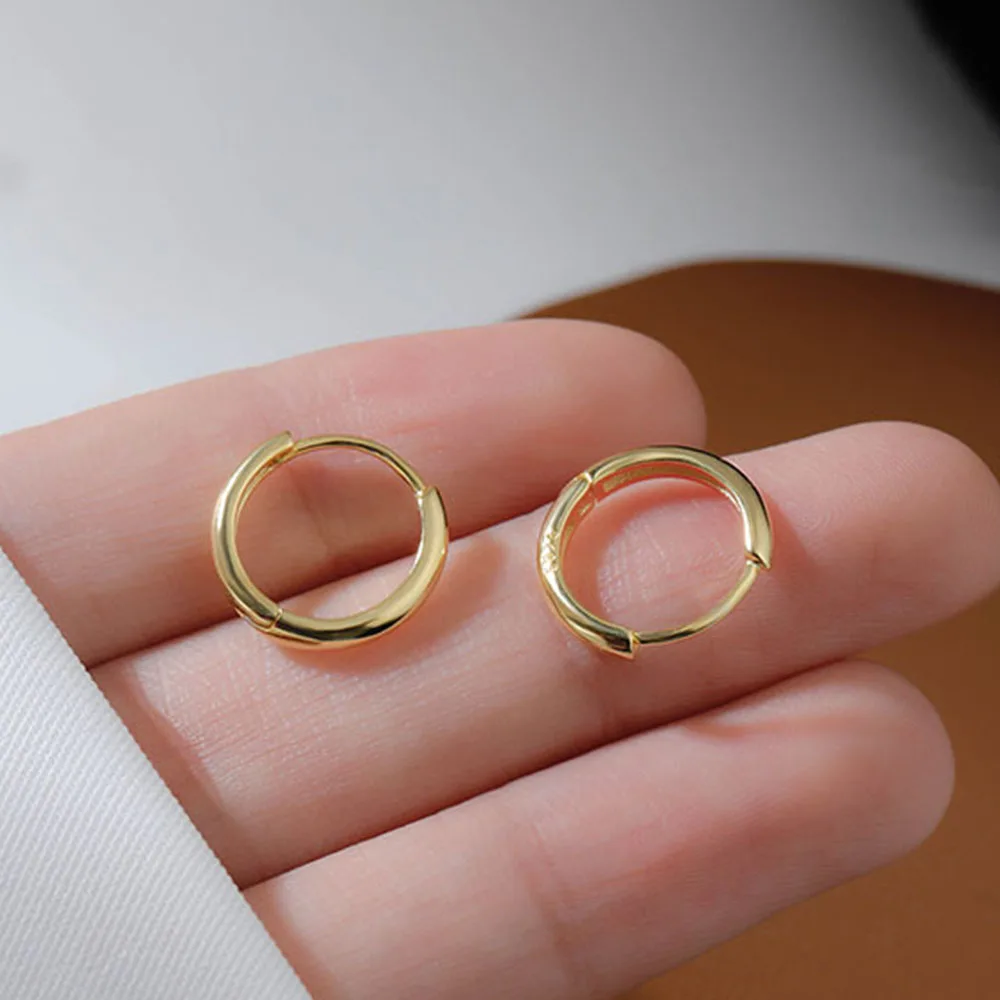 Gold Gifts Women 6mm/8mm/10mm/12mm Simple Korean Minimalist Round Earring Ear Buckle Hoop Earrings