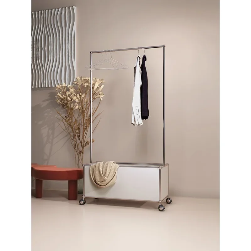 Stainless steel coat rack floor-to-ceiling bedroom removable clothes storage rack