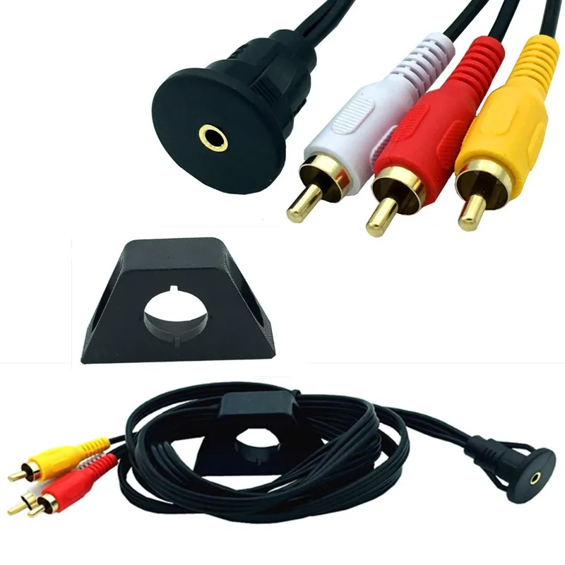 

1m/2m 3 RCA Male To 3.5mm Female Extention Mount, Flush Mount, Dash Mount, Panel Mount Cable for Car, Boat, Motorcycle