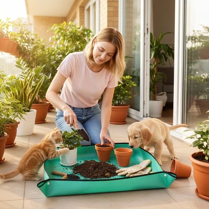 Foldable Waterproof Horticultural Soil Exchange Mat, Household Indoor Succulent Pot Exchange Leak Proof Soil Operation Mat