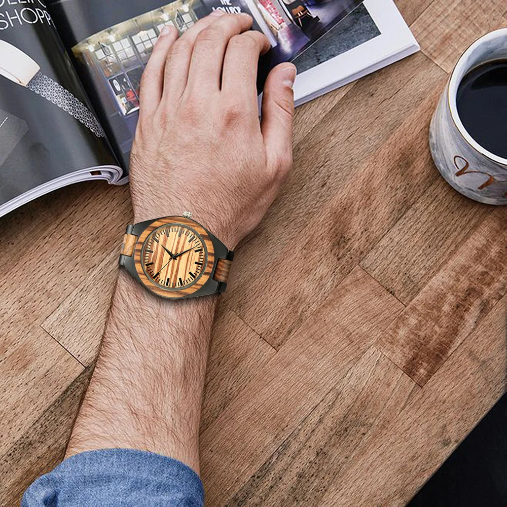 Gepersonaliseerde Polshorloge Voor Mannen Luxe Uurwerken Chronograaf Hout Quartz Watten Doos Voor Hem Geschenken Dropshipping Op Maat