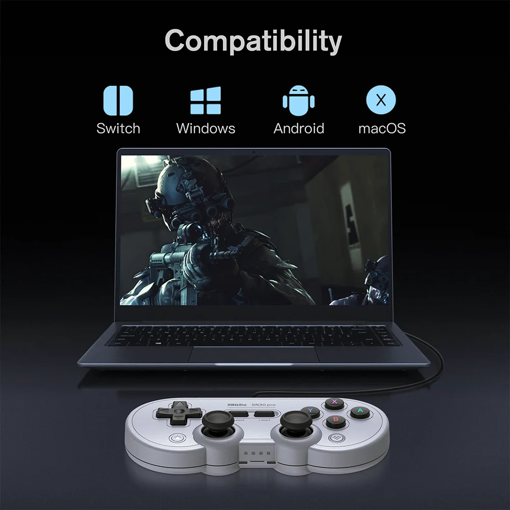 8bitdo SN30 Pro Bluetooth/USB Gamepad for Retroid Pocket 3Plus Click Joysticks Rumble Vibration Wireless Bluetooth Rechargeable