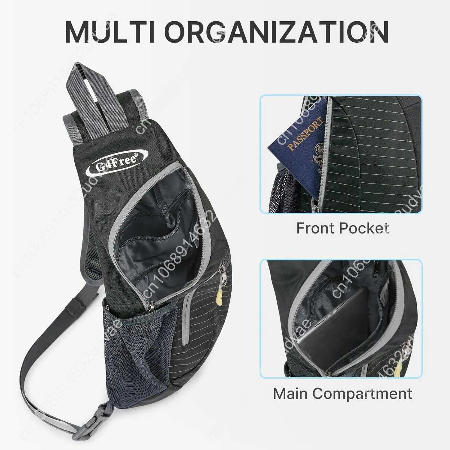 G4Free Tas Selempang Pria dan Wanita Ransel Bahu Ransel Selempang Dada Kecil (Hitam)