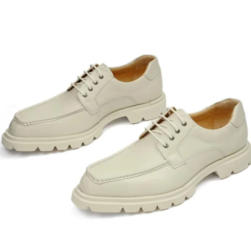 Luxury Cowhide Leather Italian Formal Shoes Cow lining Anti-slip Thick-sole Increased Height Shoes Man Leather Derby Shoes
