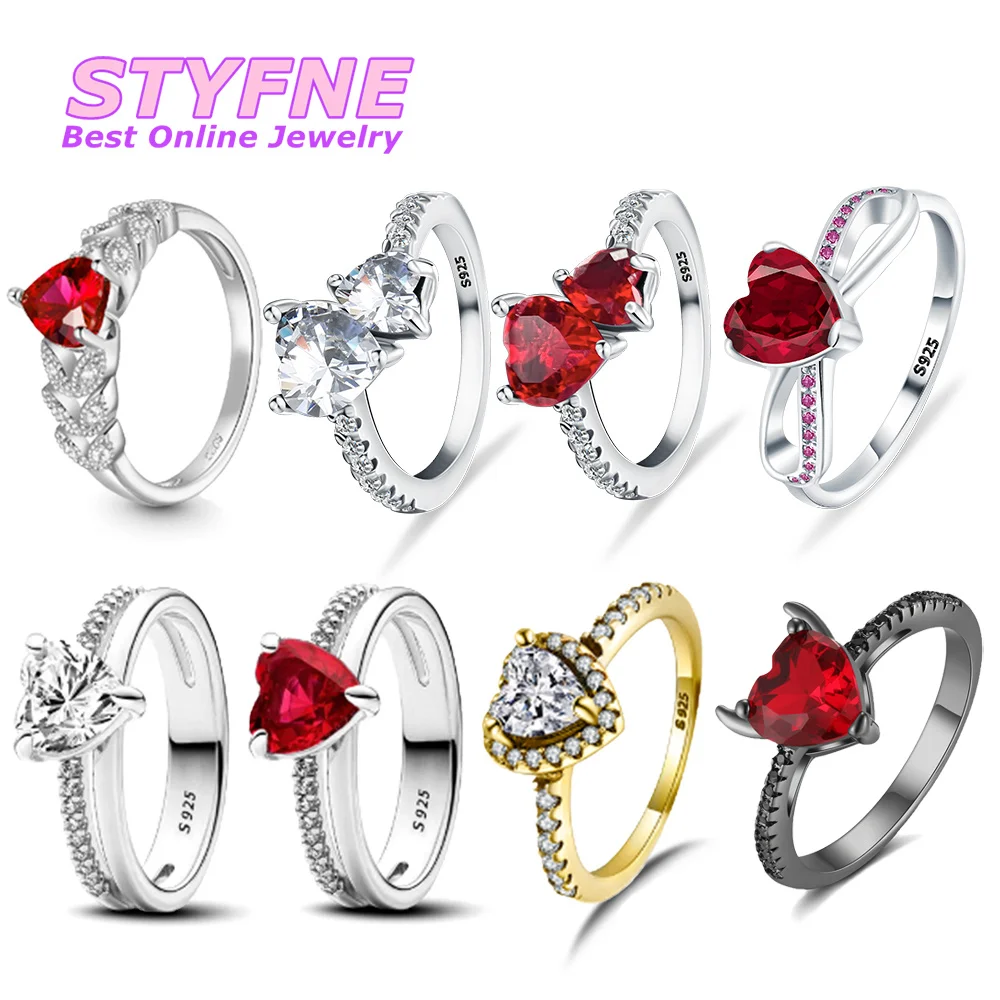 Anillos en forma de corazón de amor eterno de Plata de Ley 925 para mujer, joyería de aniversario, regalos de moda para madre, esposa y niña