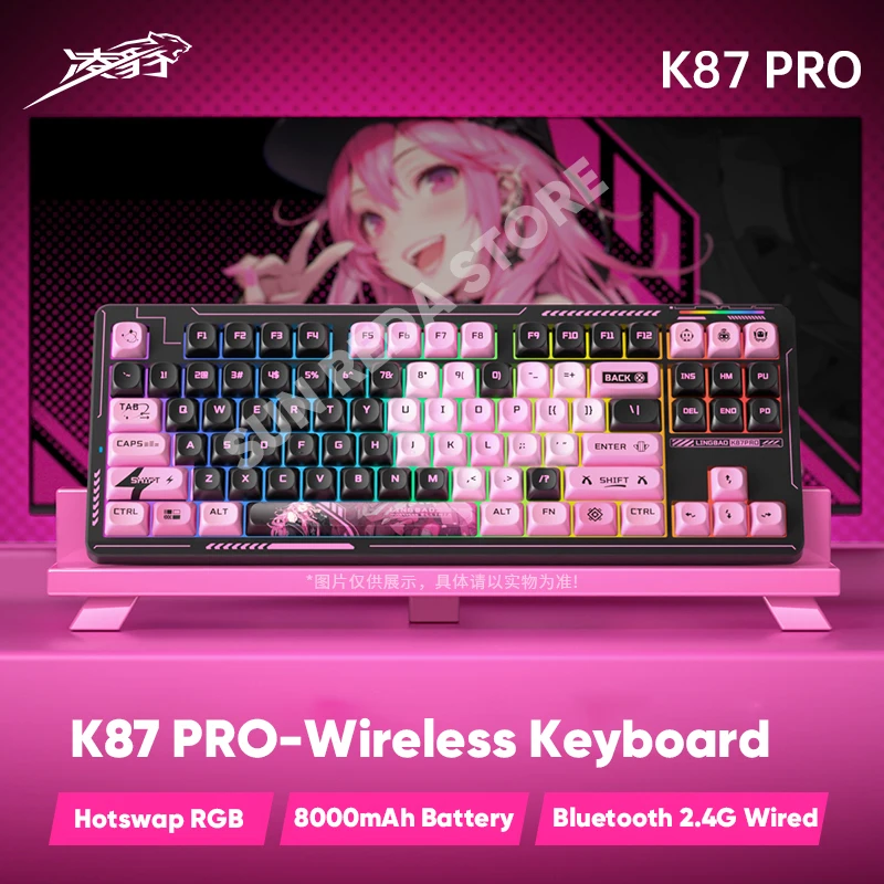 

K87 PRO Custom Wireless Anime Mechanical Keyboard Gaming Bluetooth 2.4G Wired Keyboard RGB Hotswap Gamer Non-contact Keyboard