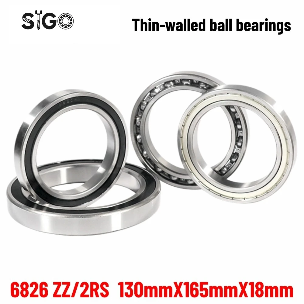1PCS 6826M 6826 61826 ZZ/2RS 130X165x18mm Thin-wall Deep Groove Ball Bearings ABEC-1 P0 High Speed Bearings for Motor Machinery