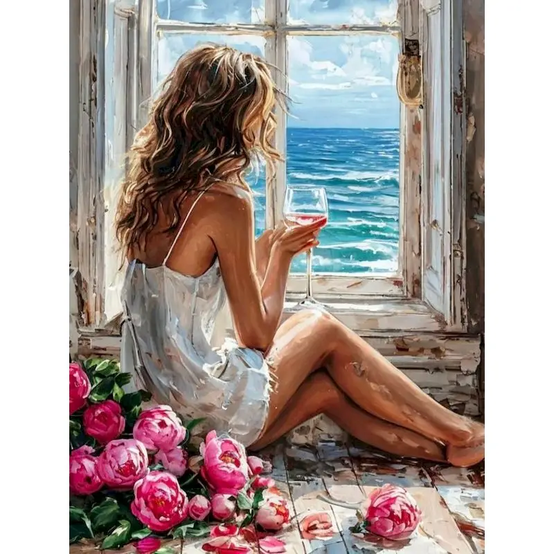 

SDOYUNO 40x50cm Paint By Numbers For Adults Abstract Woman Painting Decor Picture With Numbers Peony Flower Crafts Gift Home Dec