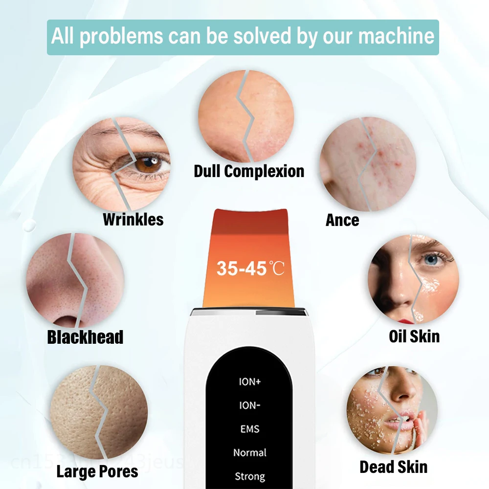 Ultrasonic Skin Scrubber Peeling Blackhead Remover ทำความสะอาดใบหน้า Ultrasonic Ion Acne Pore Cleaner พลั่ว Cleanser