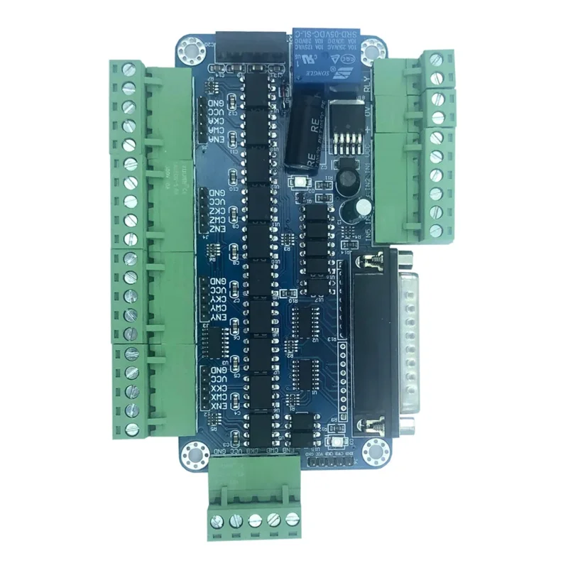 La scheda di controllo della porta parallela a 5 assi supporta MACH3, KCAM4, EMC2, può essere collegata all'alimentazione CC 12 V-36 V e può condividere l'alimentazione