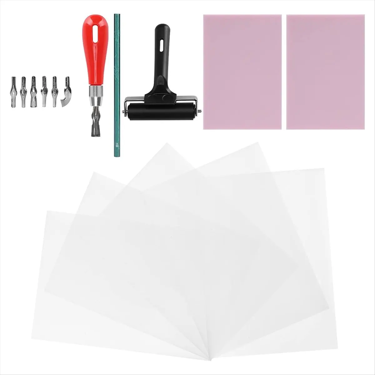 【coupon-】{0}rubber-carving-kit-complete-stamp-block-making-set-for-printmaking-and-art-craft-with-cutting-machine-tools