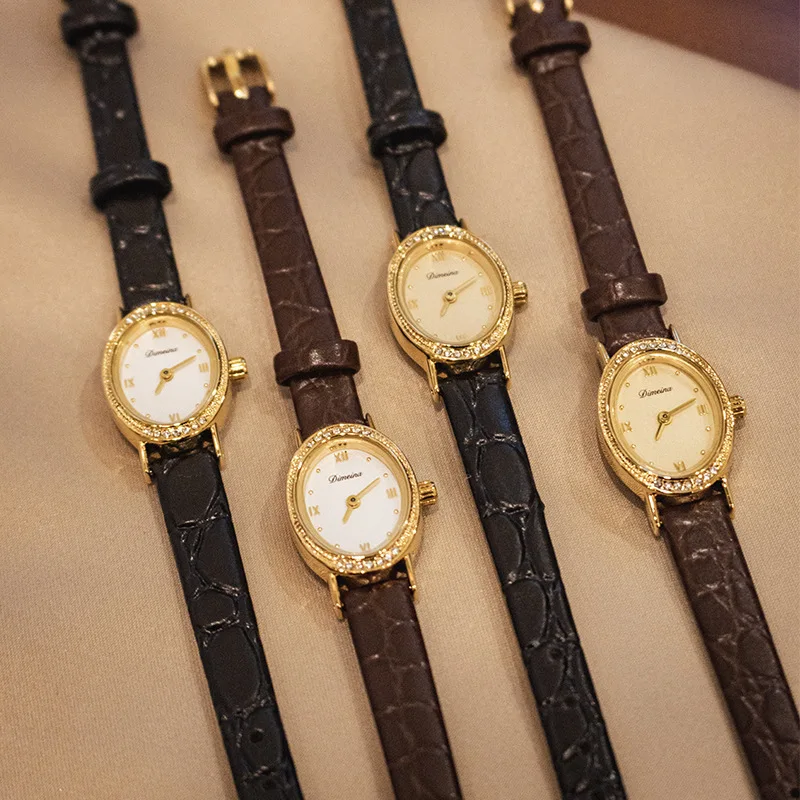 

New Women'S Wristwatch, Oval Leather Strap, Vintage Style, Elegant Women'S Wristwatch, Quartz Fashion Watch, Women'S Gift.