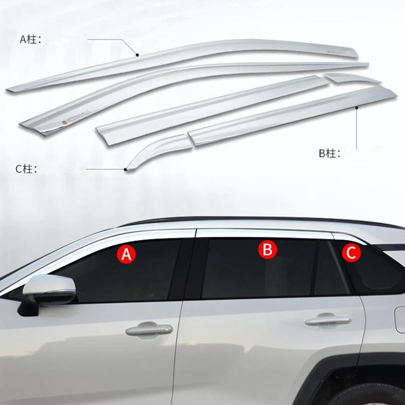 

FOR 6PCS CAR Window Visor NEW Toyota RAV4 XA50 Waterproof Plating Accessories Side Splitter Refit 2020 2021 2022