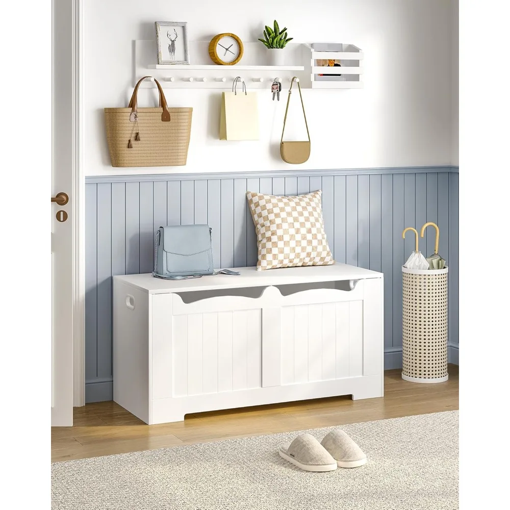 

39.4" Storage Chest, Storage Bench Trunk with 2 Safety Hinges, Wooden Box, Lift-Top Chest Organizer, Shoe Bench