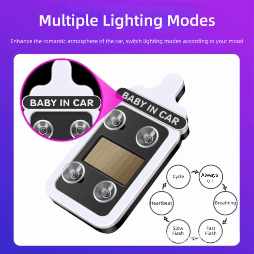 USB Rechargeable Solar Neon Light Auto On Off Suction Cup Mount LED Ambient Light In Car Atmosphere Breathing Lamp