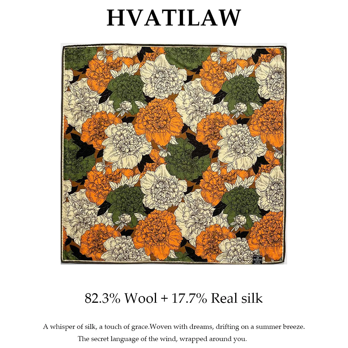 

100% Natural Real Silk Wool Scarf New Double-sided Print Shawl Wraps Women Square Scarves Hairband Bandana Hijab Pashmina Poncho