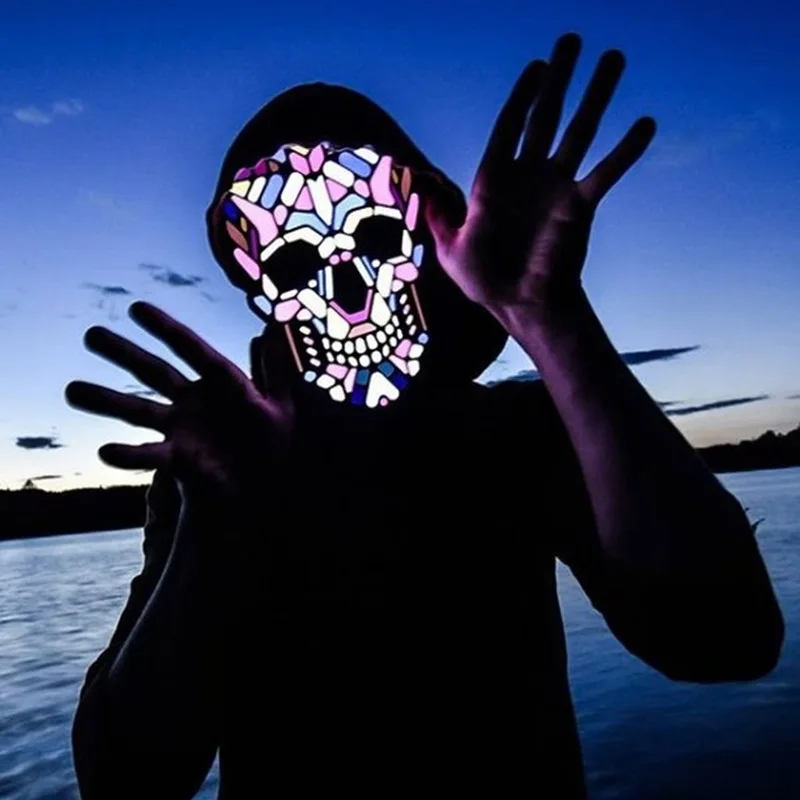 DIY patterned LED light mask can be controlled by APP super long standby party nightclub mask Halloween