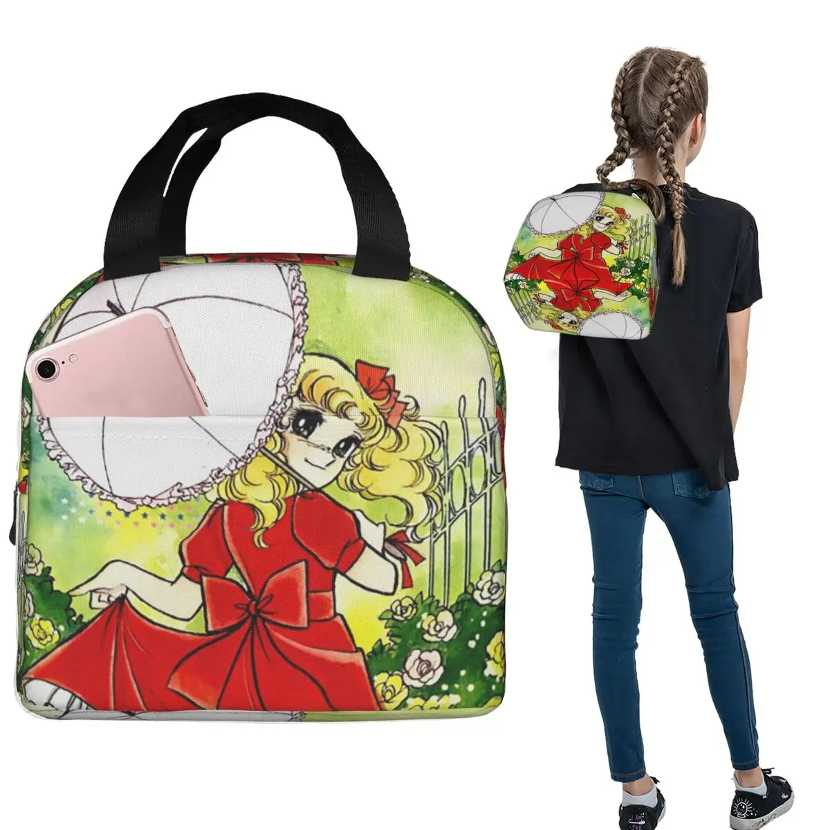 

Happy Candy Candy Japan Anime Insulated Lunch Bag for Women Children Portable Food Boxes Thermal Lunch Box Tote