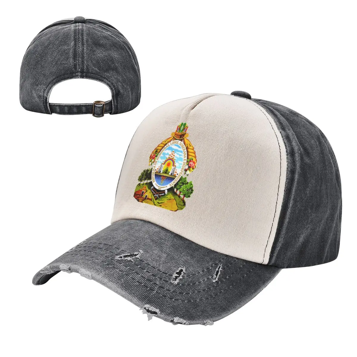 

Emblem Of Honduras Color Blocking Distressed Baseball Cap Dad Hats Men Women Vintage Washed Cotton Trucker Adjustable Gift