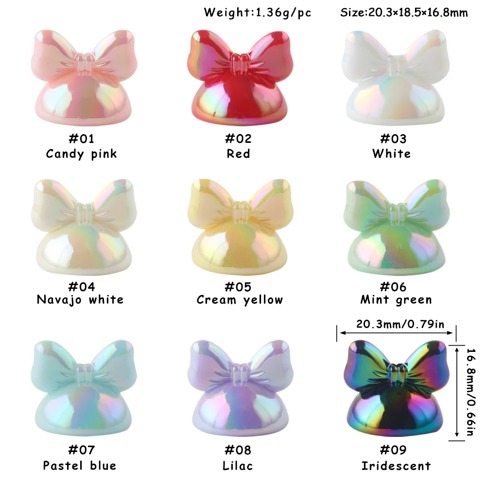 Sunrony 10-30Pcs New Acrylic Resin Bow Tie Beads Cap Plastic For Jewelry Making DIY Handmade Pen KeyChain Earring Accessories