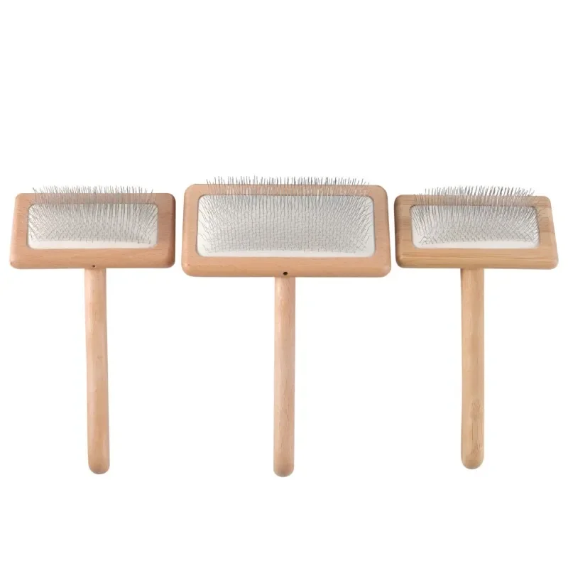 Dog Brush Wooden Dogs Comb Pet Hair Remover Dog Grooming Brush Cat Hair Knot Combs Comfortable Handle Dogs Comb Pet Accessories