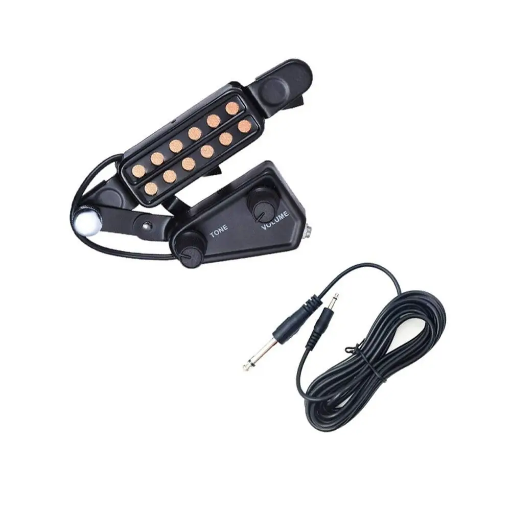 

Звукосниматель для акустической гитары с 12 отверстиями, регулируемая громкость, звукосниматель с звуковым отверстием, стабильный гитарный преобразователь с клипсой