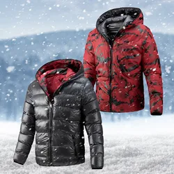 Thicken Parka Men Overcoat Winter Reversible Wear Cotton Fashion Vintage Hooded Windproof Warm Down Jacket Coat Male Outwear New