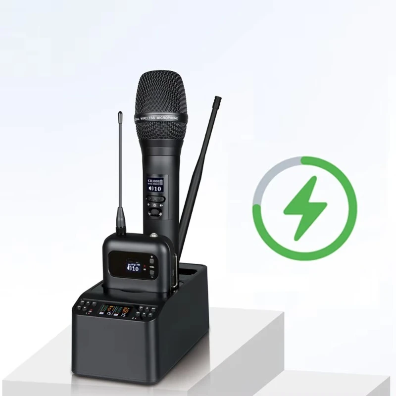 Digital wireless  conference microphone system with charging dock, noise reduction
