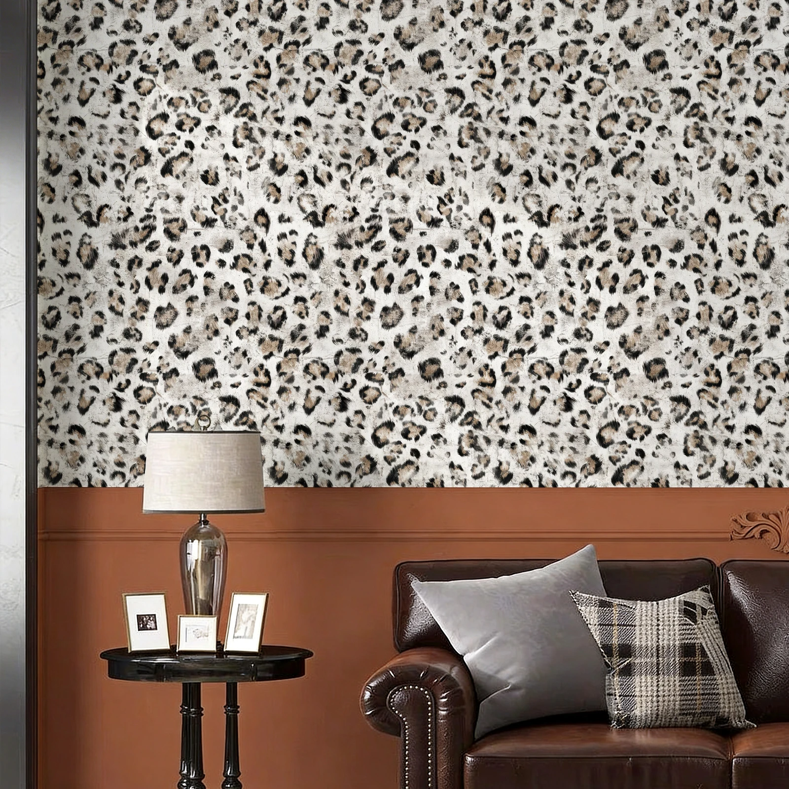 Leopard Print Fur Influenza Vinyl Self Adhesive Wallpaper Modern Waterproof Animal Fur Wall Renovation Room Decor