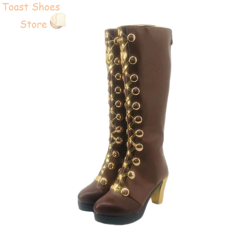 Chaussures de Cosplay en Cuir PU, Bottes de Carnaval d'Halloween, Accessoire de Costume