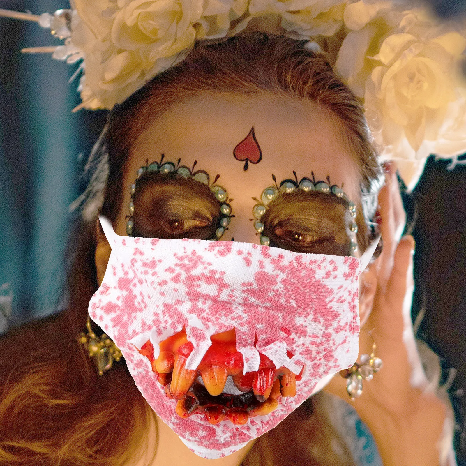 Halloween luvas de sangue máscara manchada cosplay conjunto assustador festa adereços reutilizáveis sangue traje acessórios cosplay acessório