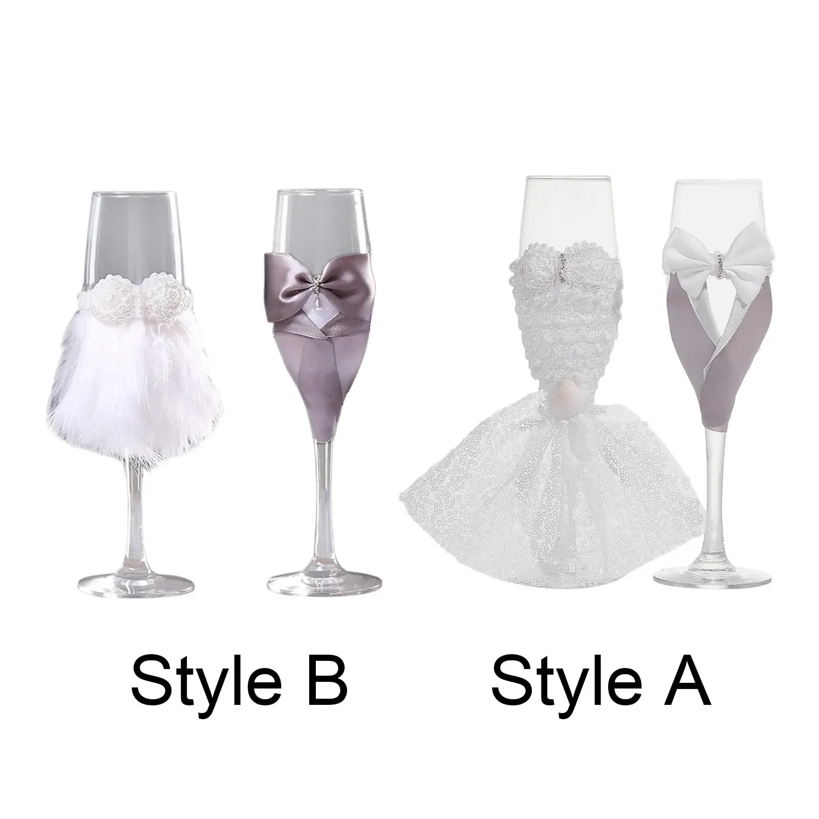 Copos decorativos de champanhe para casamento, óculos românticos, suprimentos para festa leve, moda versátil, óculos MR, 2 pcs