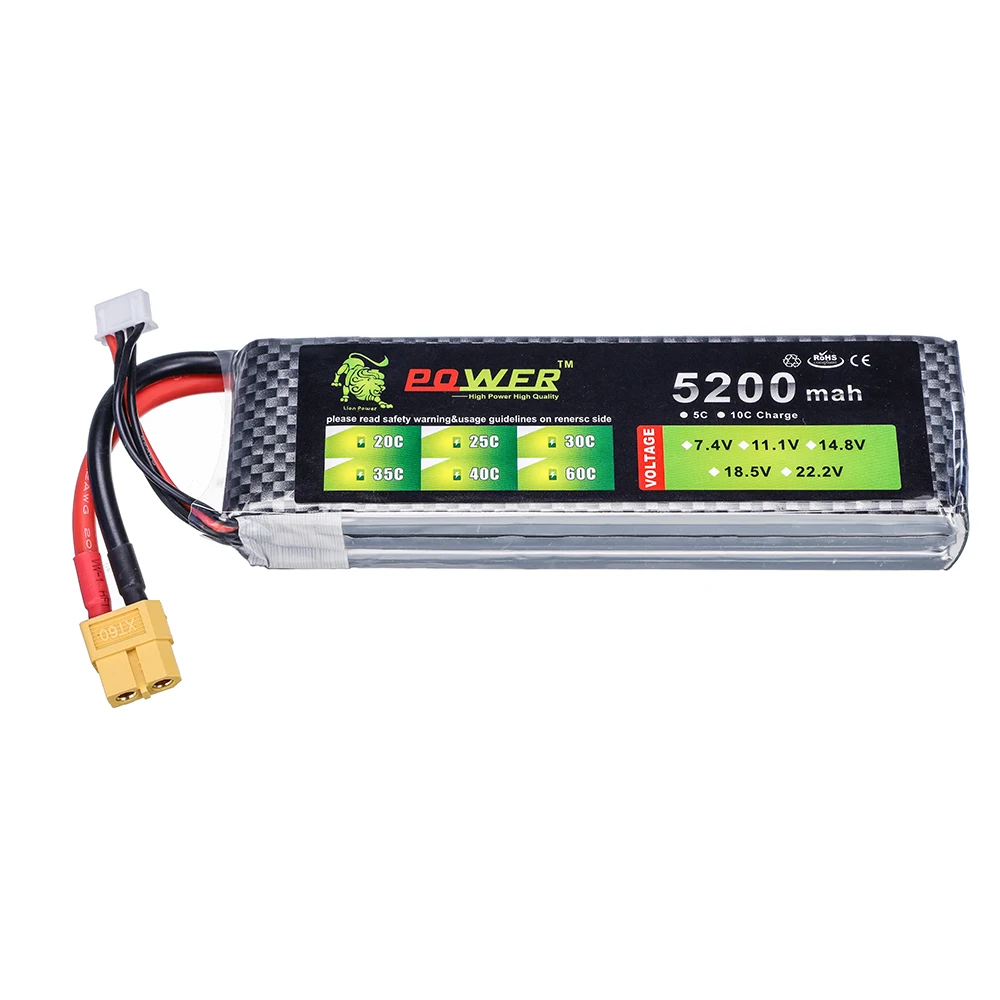 LION Power 3S 11.1V 5200mAh Drone Li-po Battery 40C Helicopter Quadcopter RC Car Boat Parts T XT60 Plug 3S Lipo battery 11.1V