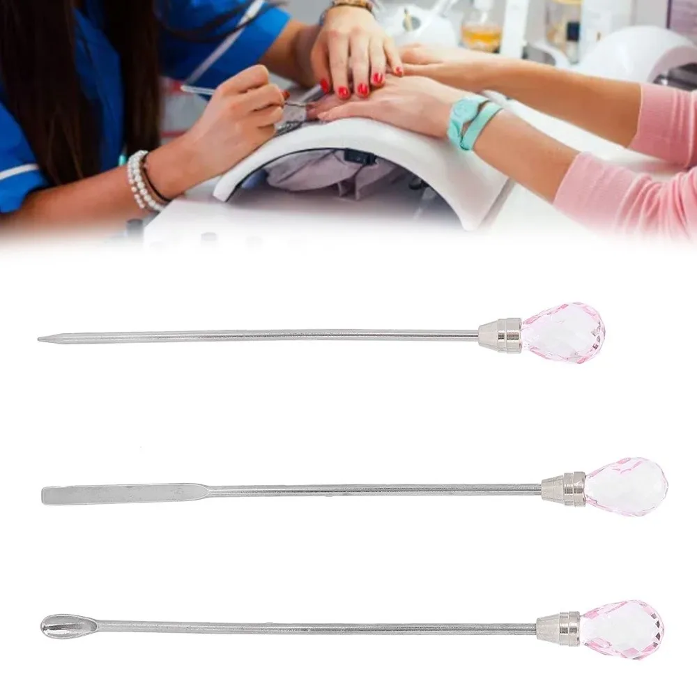 3 Pcs Stainless Steel Nail Art Stirring Rod Portable Easy to Use Nail Color Mixing Spoon Professional Stirring Needle Spoon