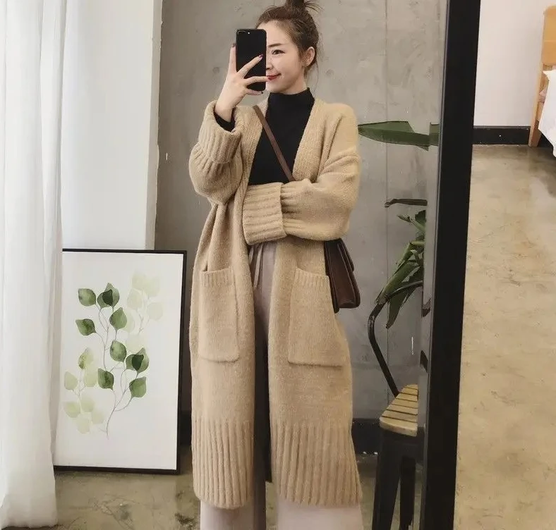 

Sweater Cardigan Female Korean Spring and Autumn New Sweater Coat Women Loose Length Versatile Knitted Cardigan