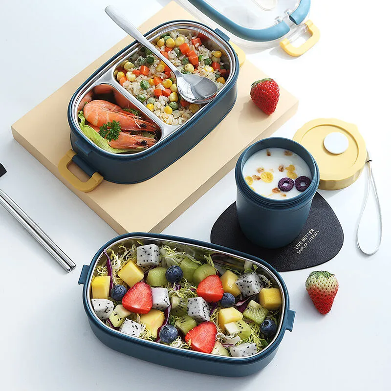 Stainless Steel Insulated Lunch Box Student School Multi-Layer Lunch Box Tableware Bento Food Container Storage Breakfast Boxes