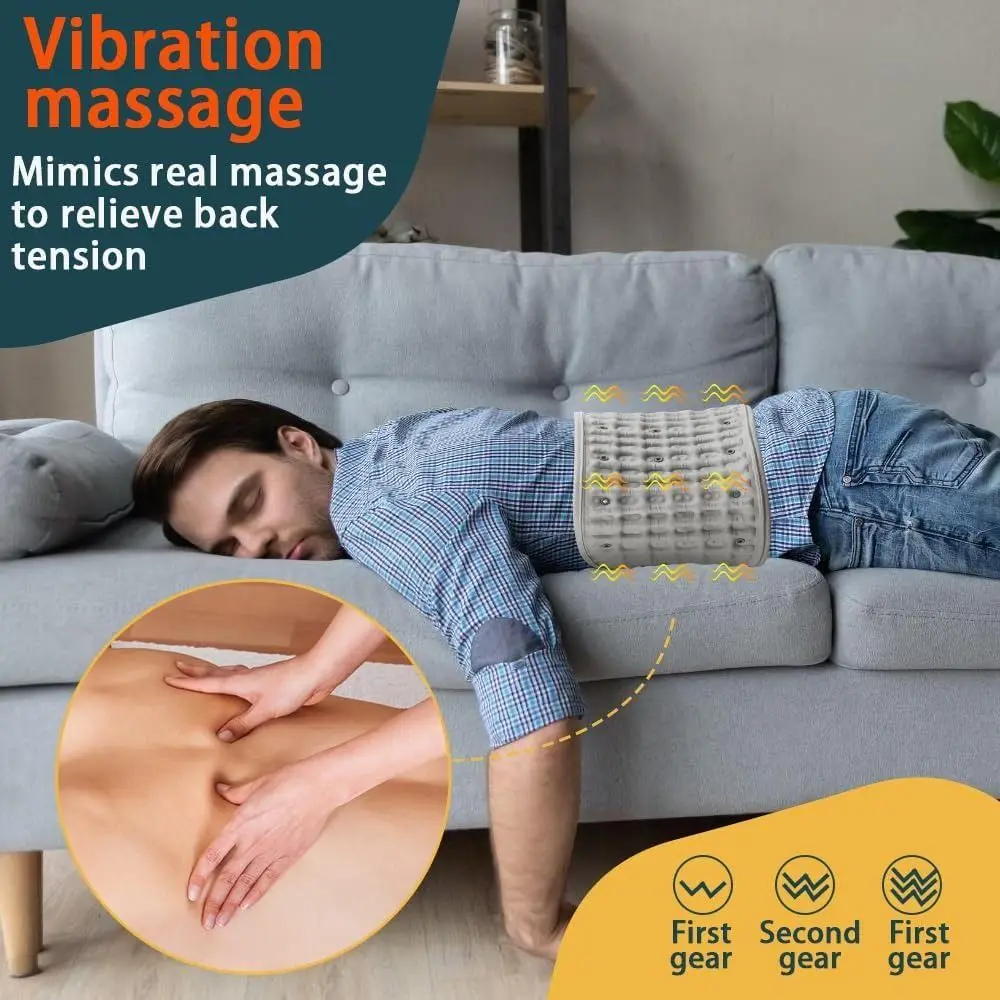 

Adjustable 3 in 1 Back Therapy Belt Heating and Massage 6D Acupressure Vibration Massage Heating Waist Massager Belt