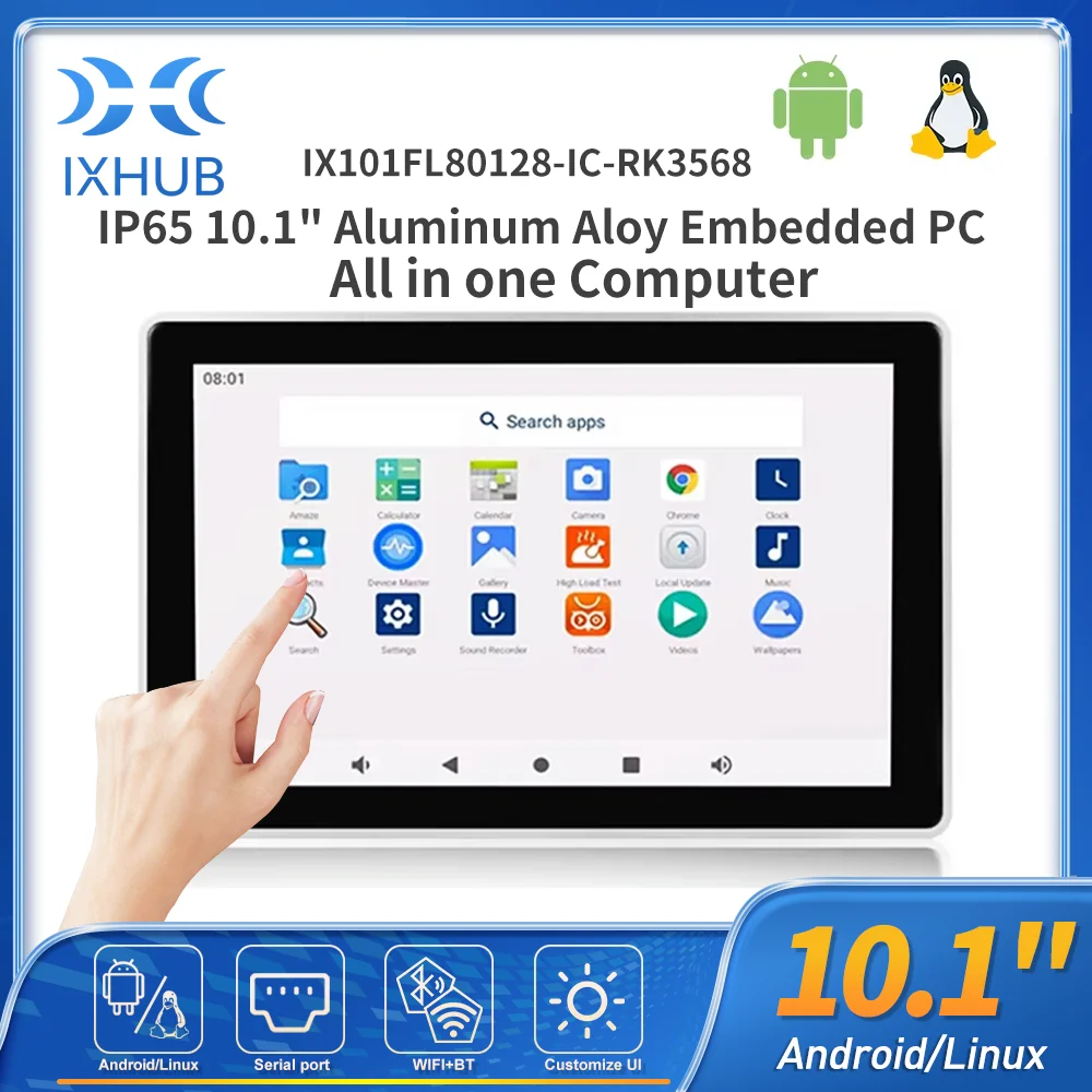 IXHUB 10.1 Inch Linux Panel tablet PC Industrial All In One Computer Capacitive Touch with RS232/485 Ubuntu Android wifi Screen