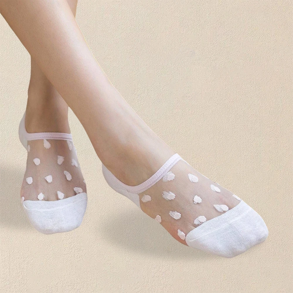 5 Pairs Women Polka Dot Patterned Socks Fashionable Versatile Trendy Creative Socks Comfortable Breathable Casual Short Socks image 4