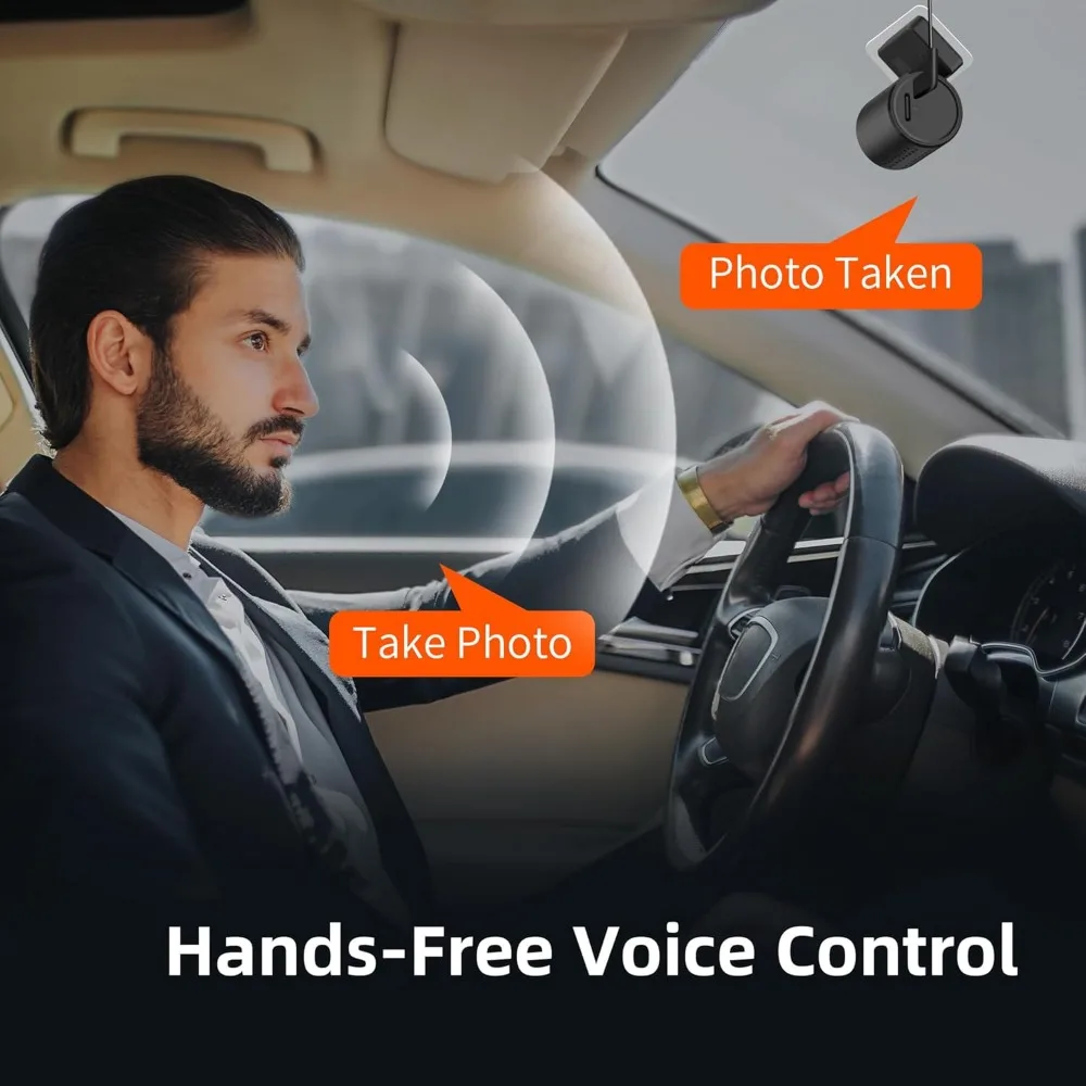 كاميرا داش صغيرة من KAWA، كاميرا سيارة صغيرة 1296P QHD - تحكم صوتي، WDR/3D DNR مع رؤية ليلية فائقة، مراقبة ركن السيارة 24 ساعة