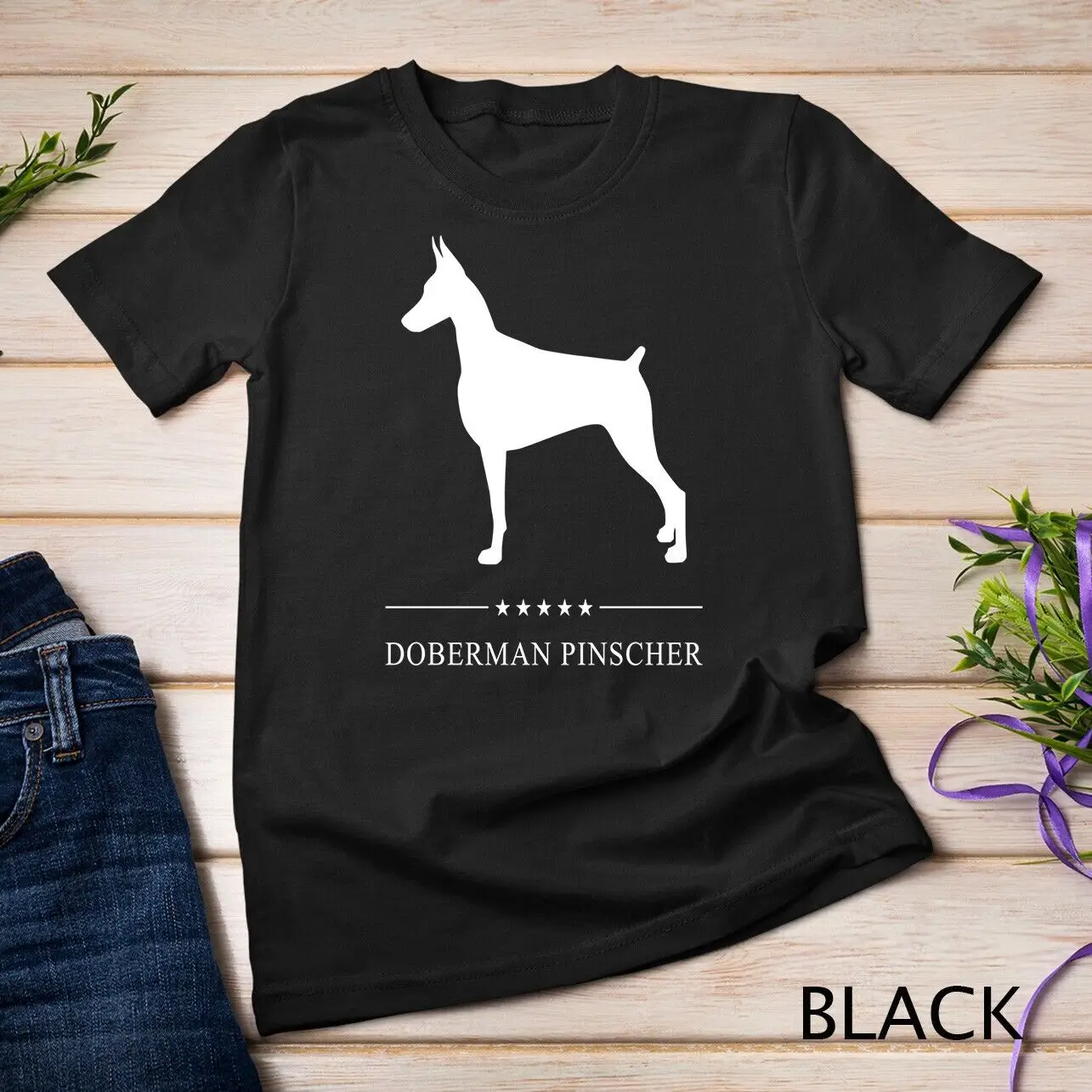 

Doberman Pinscher Dog White Silhouette Unisex T-shirt