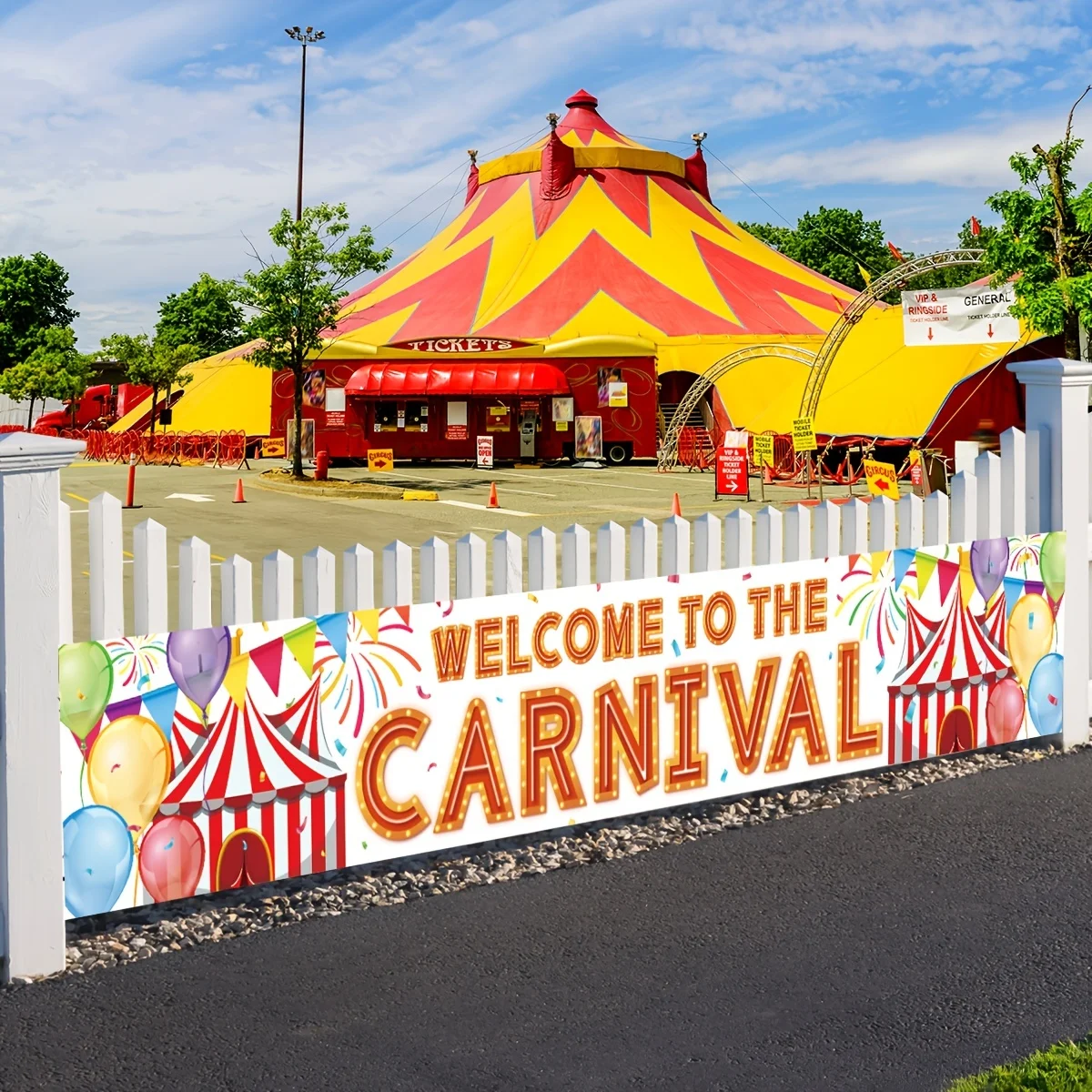 1 Stück, willkommen im Karnevalsbanner, Polyester-Karnevalshintergrund, Party-Dekoration zum Thema Karneval