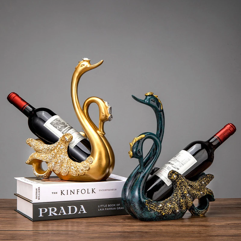 Creative Couple Swan Wine Rack Love At First Sight Simple Resin Suitable For Home Bedroom Living Room Table Decoration Ornaments