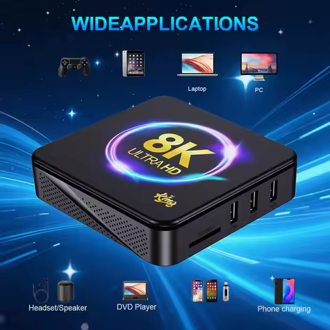 I96 King Android TV Box 8K HDR Visual Feast H.265/264 Decoding 8K 60fps Output. 2.4G+5G WiFi, BT5.2, Android 14.0