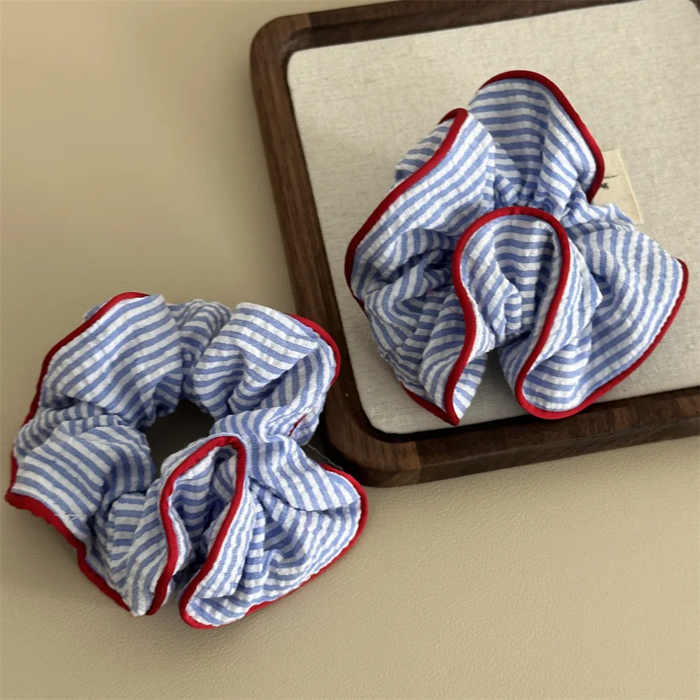 1 قطعة الأزرق والأبيض مخطط صراع اللون الأمعاء الغليظة الشعر الدائري الطازجة ذيل حصان الشعر الدائري الشعر حبل الحلو الرخام رئيس لوحة H #3