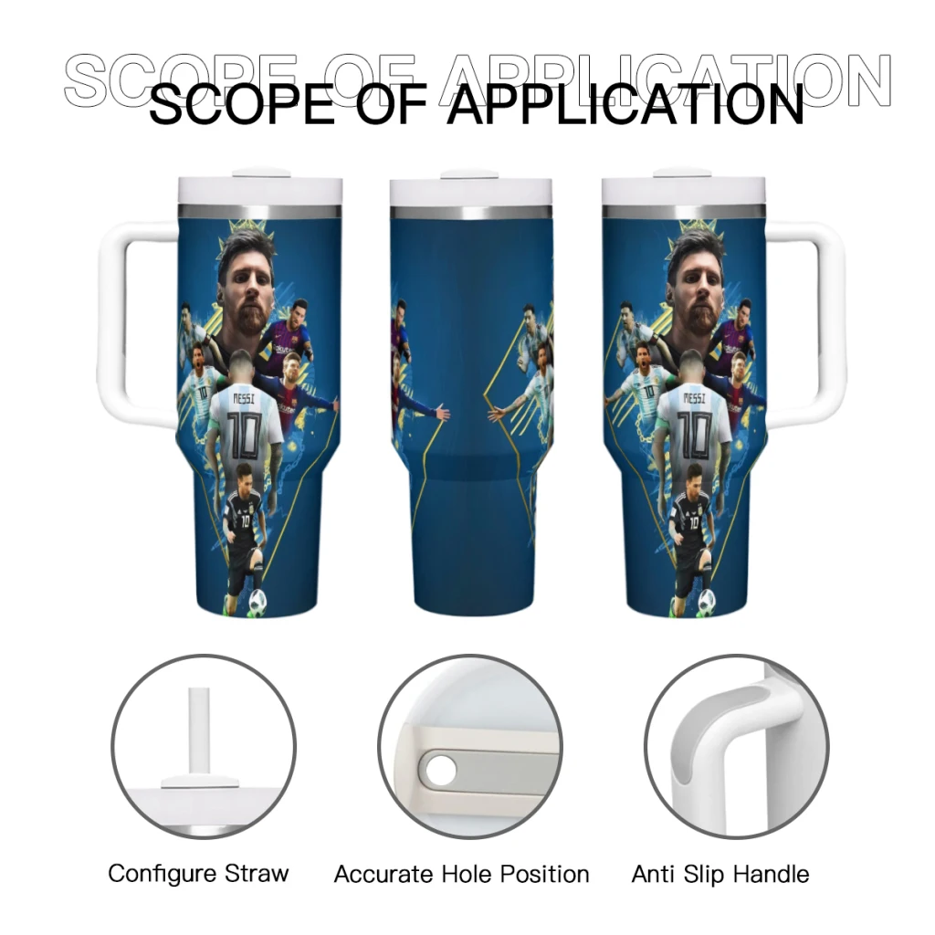 Argentina Messi 40oz Handle Cup Large Capacity Car Mug Leak-proof Juice Coffee Cup Food Grade