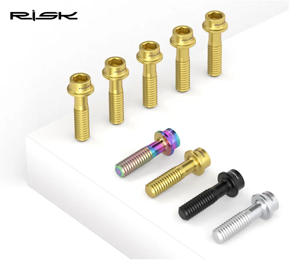 RISIKO 6PCS M5x16mm/M5x18mm Fahrrad Vorbau Schrauben Bolzen Titan Legierung MTB Lenkschaft Lenker Ultraleicht Vorbau Befestigungs Schrauben – Detail 5